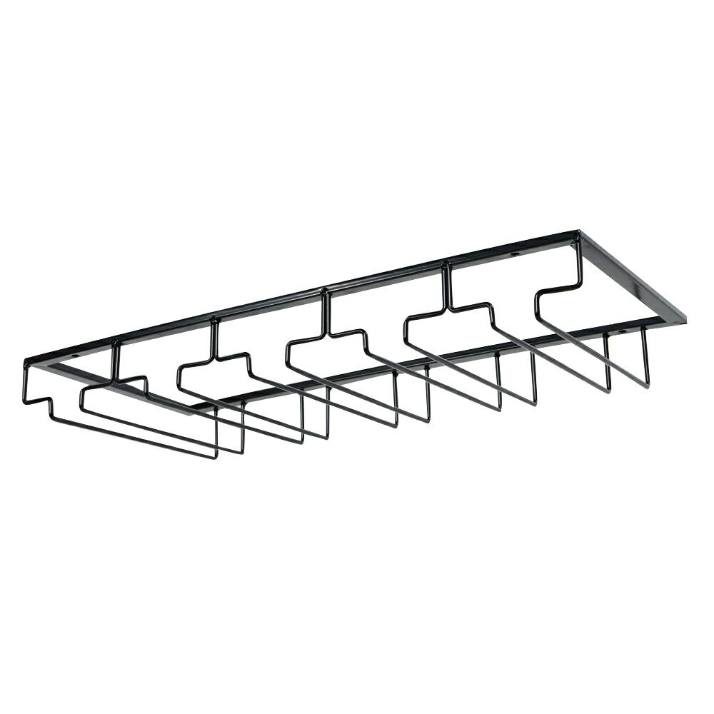 ワイングラスホルダー 吊り下げ グラスハンガー 吊り戸棚設置 ネジ止め [ ブラック / 5列 ] グラスラック ワイングラス掛け キッチンラック グラス収納 おしゃれ 収納用品 ぶら下げ ハンガーラ…