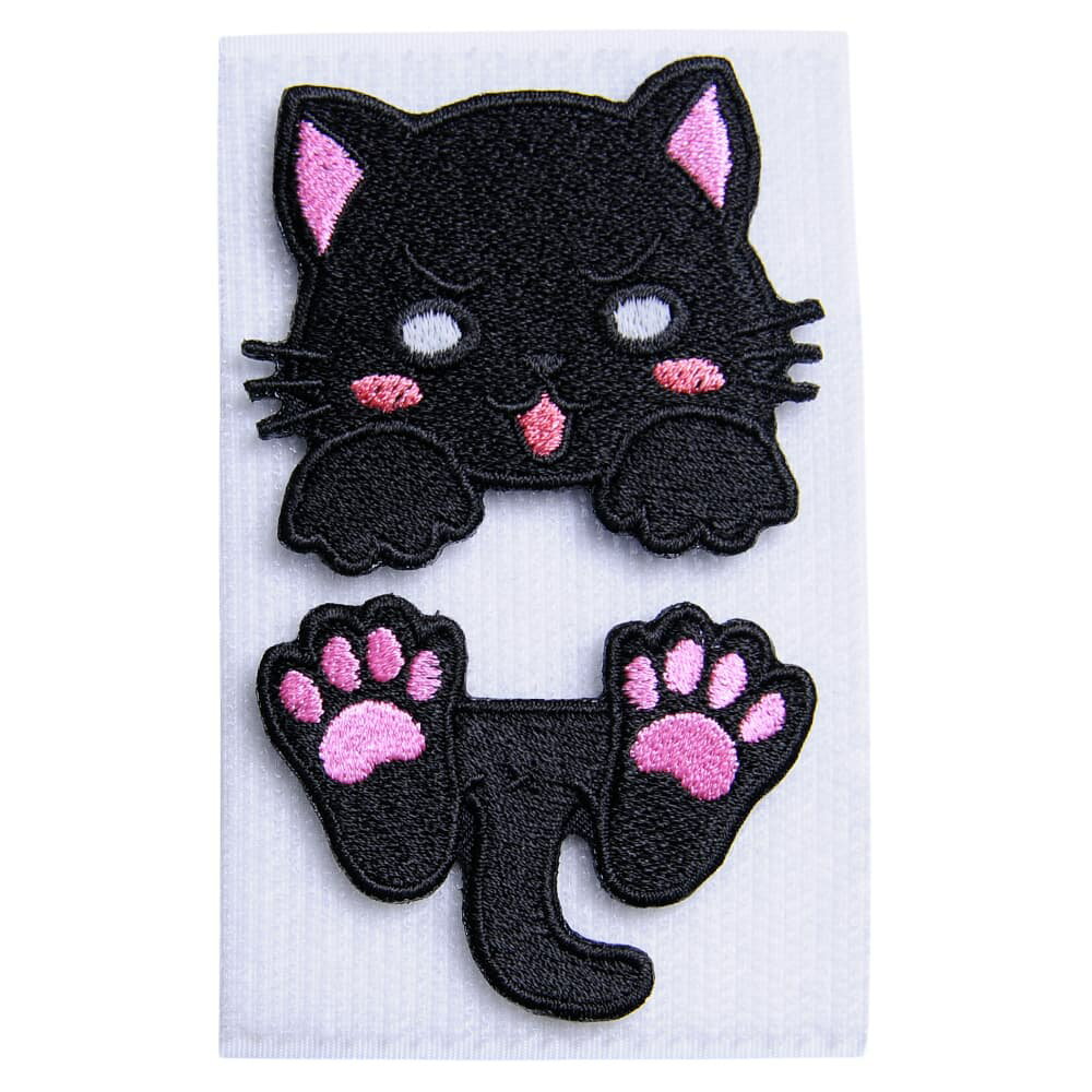 にとろん ミリタリーパッチ はさみねこ 蓄光パッチ ベルクロ [ 黒ねこ ] ミリタリーワッペン アップリケ スリーブバッジ 猫パッチ ワッペン パッチ 刺繍 エンブレム