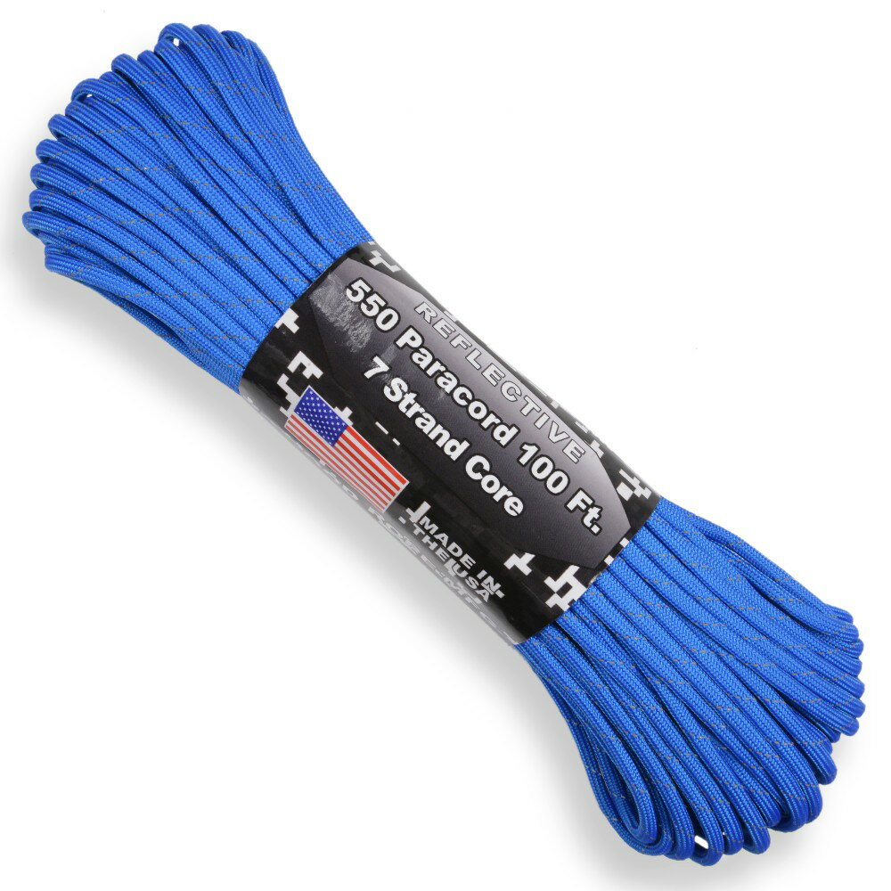 ATWOOD ROPE 反射材 550パラコード タイプ3 ブルー 30m アトウッドロープ ARM Reflective 商用 Blue 青 リフレクティブ ロープ パラシュートコード 綱 靴紐 靴ひも シューレース 防災 550コード ナイロンコード 紐 ひも