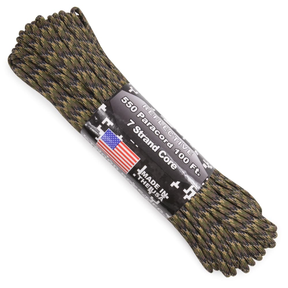 ATWOOD ROPE 反射材 550パラコード タイプ3 グラウンドウォー アトウッドロープ ロープ 紐 パラシュートコード Reflective Ground War 商用 防災 靴紐 靴ひも シューレース 550コード ナイロンコード ひも