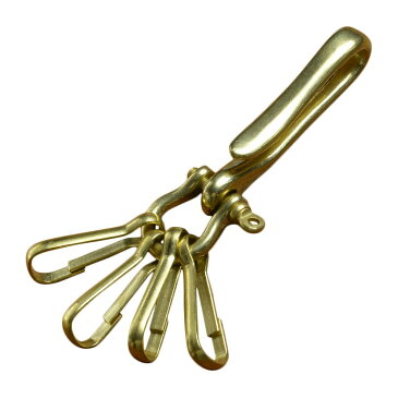 真鍮製 キーホルダー 釣り針フック シャックル付 キーリングホルダー キーチェーン 板ナスカン ブラス