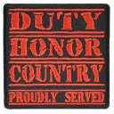 ミリタリーパッチ Duty Honor Country アイロンシート付 ミリタリーワッペン アップリケ ジューティー・オナー・カントリー RED レッド スリーブバッジ