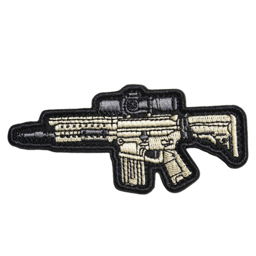 ミリタリーワッペン SR-25 ライフル 刺繍 ベルクロ Knights Armament スナイパーライフル サイドレール ミリタリーパッチ アップリケ ..