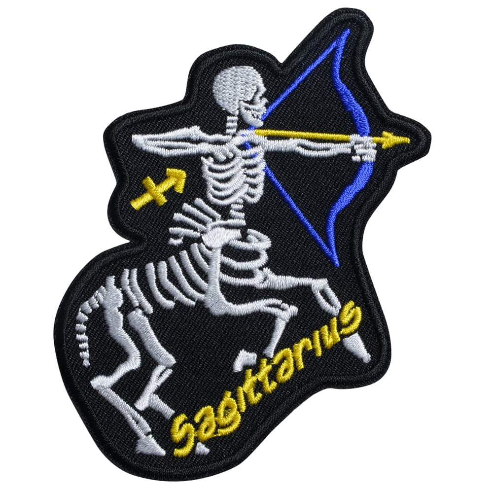 Ivamis Trading パッチ SAGITTARIUS SKULL 黄道十二星座パッチ 射手座 ツイル生地 P5472 バイカーワッペン バイク用ワッペン バイク用パッチ バイカーパッチ アップリケ スリーブバッジ バイク乗り ライダー バイカー モーターサイクリスト ツーリングライダー バイカーズ