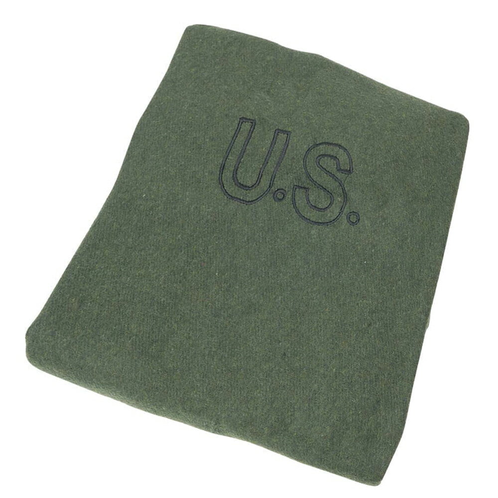 Pure Wool Blankets - Mcguire Gear ウールブランケット US刺繍入り 大判 BK-264-OD 毛布 タオルケット 膝掛け ひざかけ 防寒 保温布 冬備え 布製品