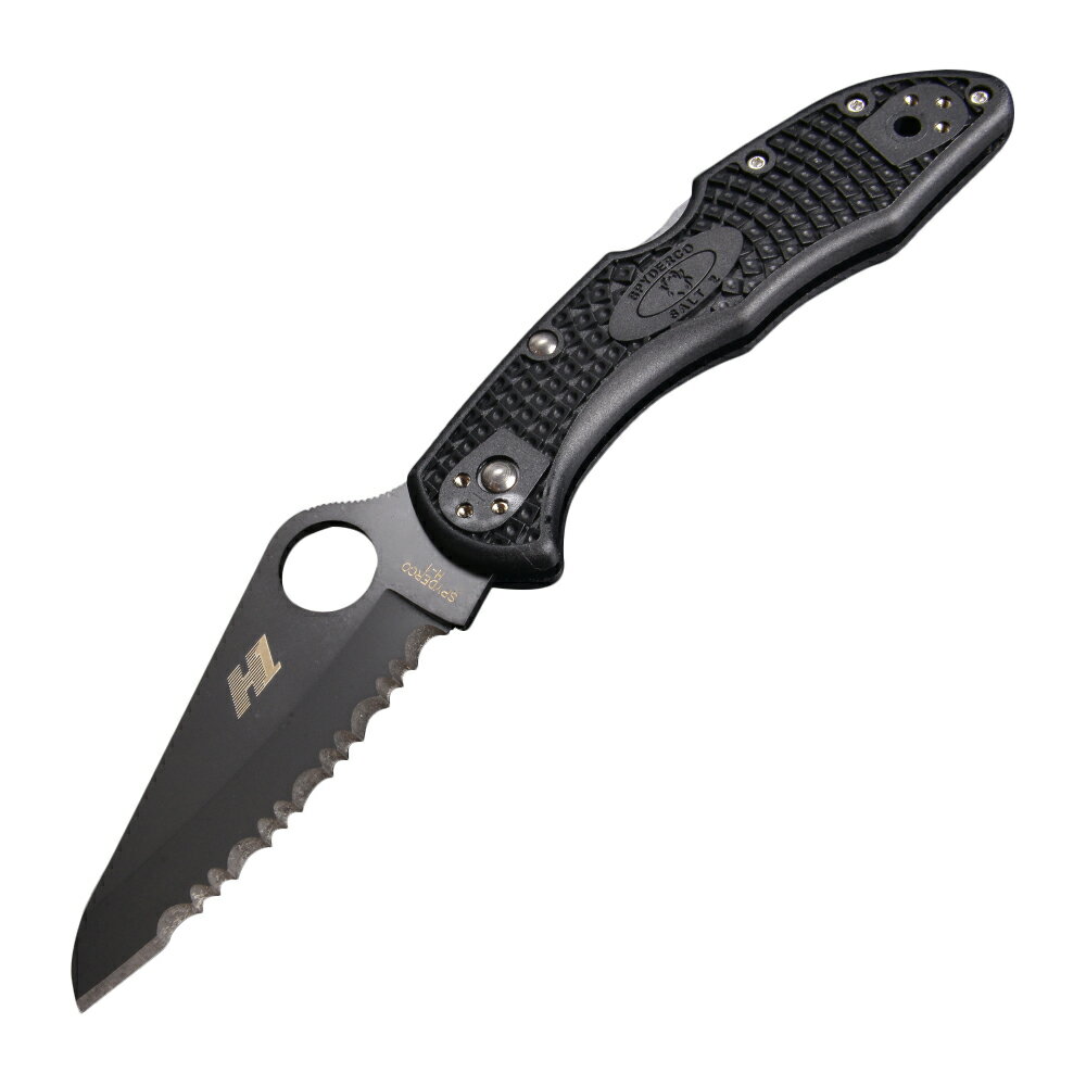 Spyderco ソルト2 折りたたみナイフ オールブラック 波刃 折り畳みナイフ フォルダ...