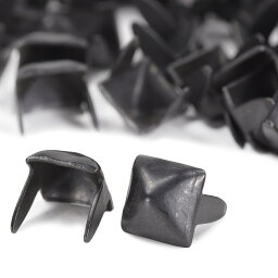 ピラミッド型 スタッズ 2爪 7mm [ ブラック / 1個 ] スタッズベルト 革細工 レザークラフト材料 メンズベルト自作 ハンドメイド 金属鋲 トゲ 棘 スクエア レザークラフト資材