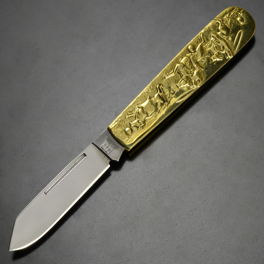 Rough Ryder 折りたたみナイフ Cowboy 真鍮ハンドル RR1457 ラフライダー Slip Joint カウボーイ スプ..