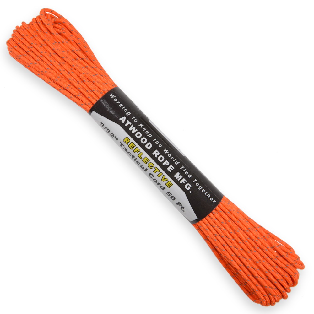 ATWOOD ROPE タクティカルコード 反射材 15m ネオンオレンジ アトウッドロープ リフレクティブ 紐 ロープ 靴ひも 靴紐 neon orange ナイロンコード ひも