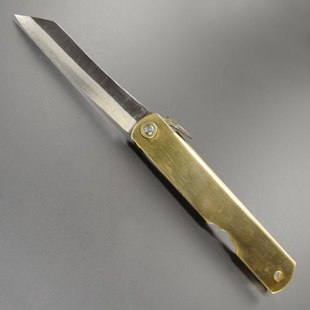 肥後守定 和式ナイフ 青紙割込 真鍮 [ 大 ] 肥後の守 永尾駒製作所 和風ナイフ 国産ナイフ アウトドアナイフ 小刀 本鍛造 刃物 日本製 国産刃物 和式刃物 フォールディングナイフ 折り畳みナイフ 折り畳み式ナイフ 折りたたみ式ナイフ フォルダー 折りたたみナイフ通販格安セール情報　楽天　通販