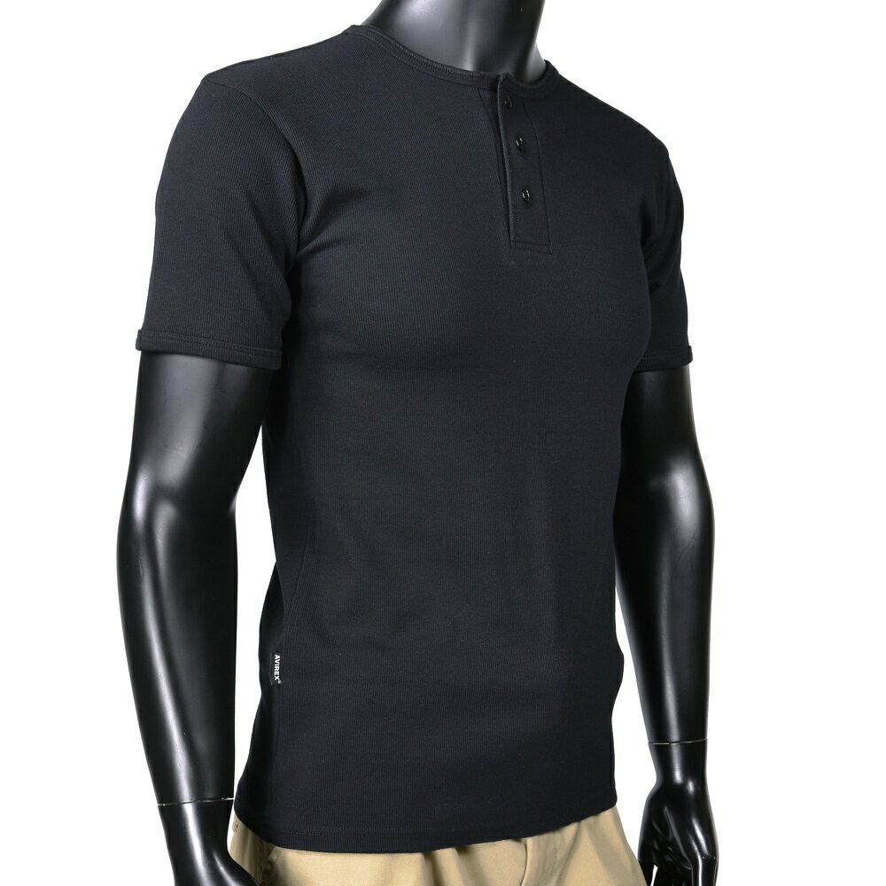 AVIREX 半袖Tシャツ 無地 デイリー ヘンリーネック [ ブラック / Sサイズ ] アヴィレックス アビレックス 6143504 メンズTシャツ 半そで デザイン スポーツ ミリタリーTシャツ ミリタリーシャツ 軍服 戦闘服 BDU