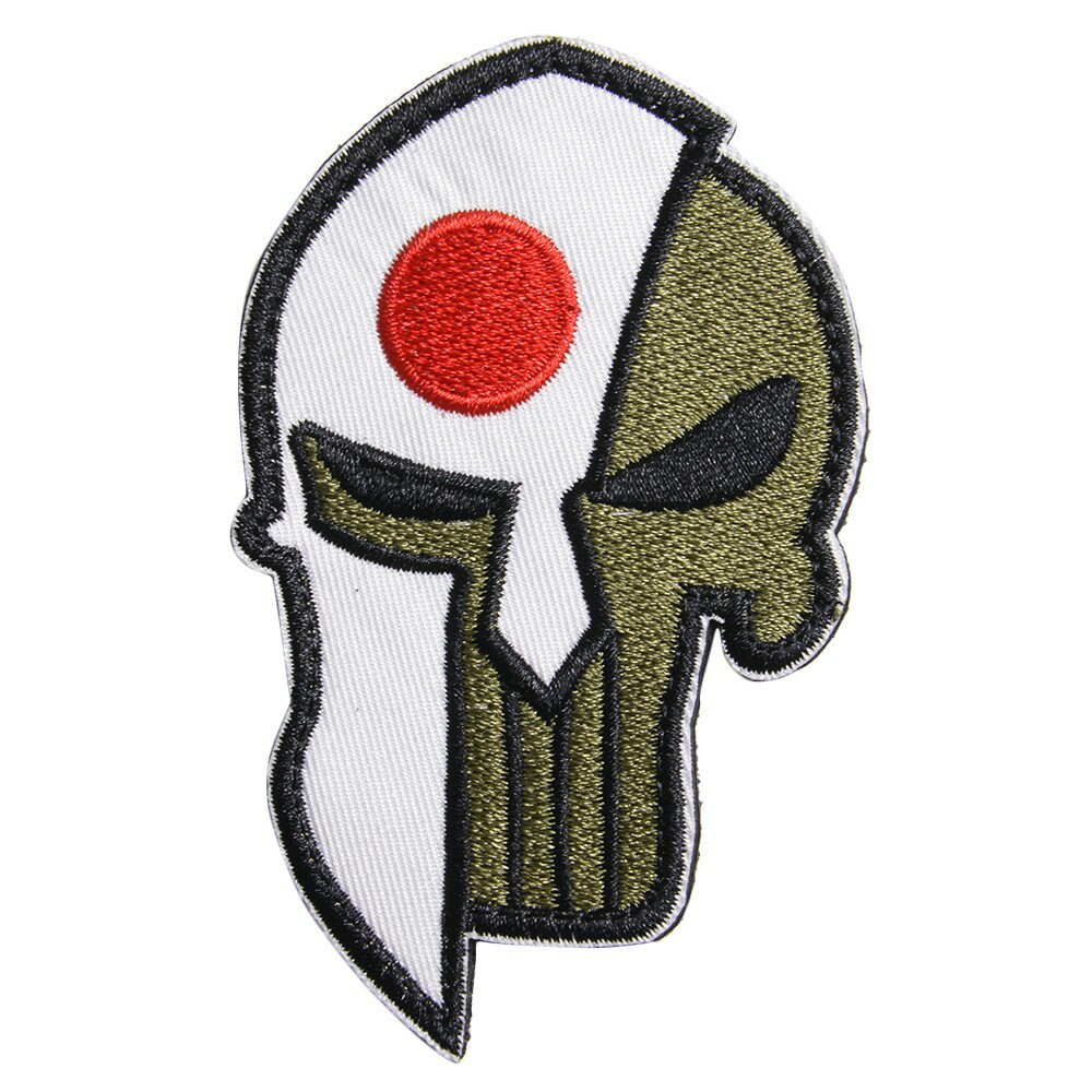 ミリタリーワッペン 日の丸 ドクロ 刺繍 ベルクロ スカル 日本国旗 仮面 ミリタリーパッチ アップリケ ..