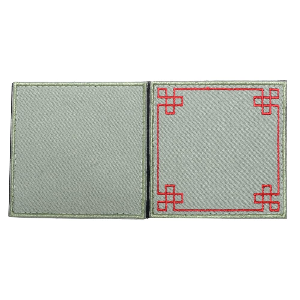 IXA EMB ミリタリーパッチ 色紙 セージグリーン無地&中華枠付き ベルクロ 2枚入り IE-CCC50 イクサエン..