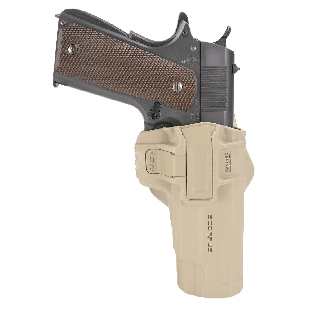 FAB Defense SCORPUS M1ホルスター M1911 レール対応 LV1 スイベル [ タン / 右利き ] 実物 ヒップホルスター レベル1 拳銃嚢 ベルトホルスター LV1ホルスター レベル1ホルスター プラスチック 樹脂製 腰用ホルスター ガンホルスター ピストルホルスター