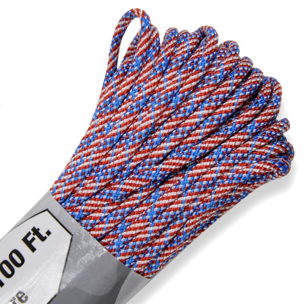 ミリタリーショップ レプマートのATWOOD ROPE 550パラコード タイプ3 フラッグ [ 305m ] アトウッドロープ ARM 商用 Flag 星条旗 赤 青 白 ロープ パラシュートコード 綱 靴紐 靴ひも シューレース 防災 550コード ナイロンコード 紐 ひも パラコード ミリタリーコード タクティカルコード｜アングル2
