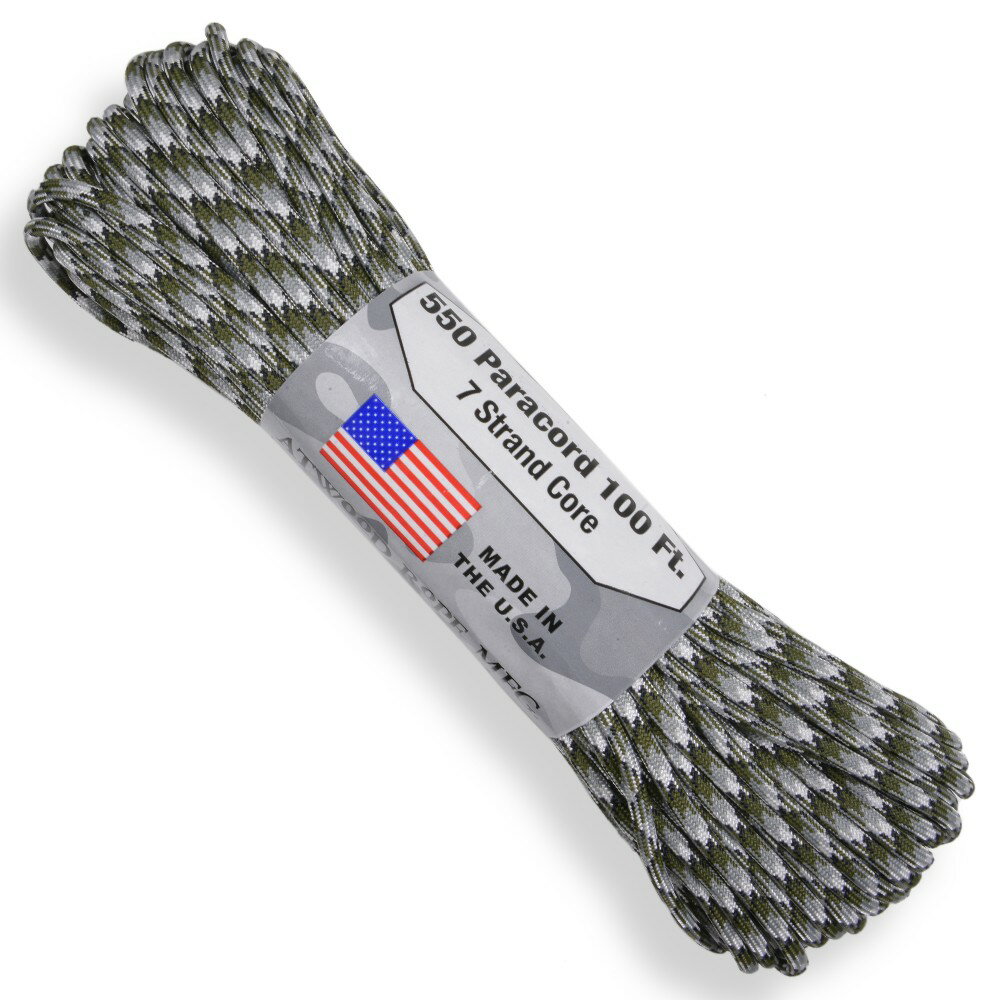 ATWOOD ROPE 550パラコード タイプ3 シベリアンカモ アトウッドロープ ARM 商用 Siberian Camo 迷彩 ロープ パラシュートコード 綱 靴紐 靴ひも シューレース 防災 550コード ナイロンコード 紐 ひも