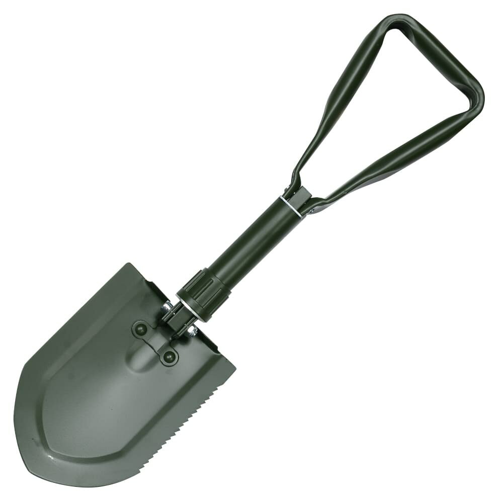 折りたたみショベル 三つ折り ナイロンシース付属 ミリタリーモデル つるはし付き [ オリーブ ] 折りた..