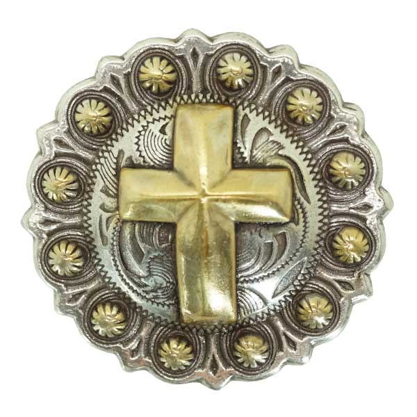 クロスベリーコンチョ 十字架 44mm 合金 [ ゴールド/44mm(1-3/4インチ) / 通常ネジ ] ゴールド (1-34) クリスチャン …