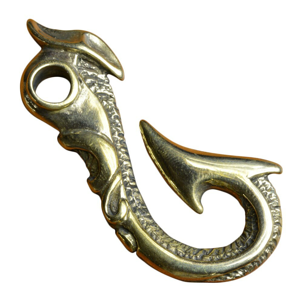 釣り針フック 真鍮製 ドラゴンテール [ 45mm ] 龍のしっぽ 尾 モチーフ 黄銅 ブラス ストラップ キーフ..