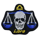 Ivamis Trading パッチ LIBRA SKULL 黄道十二星座パッチ 天秤座 ツイル生地 P5474 バイカーワッペン バイク用ワッペン バイク用パッチ バイカーパッチ アップリケ スリーブバッジ