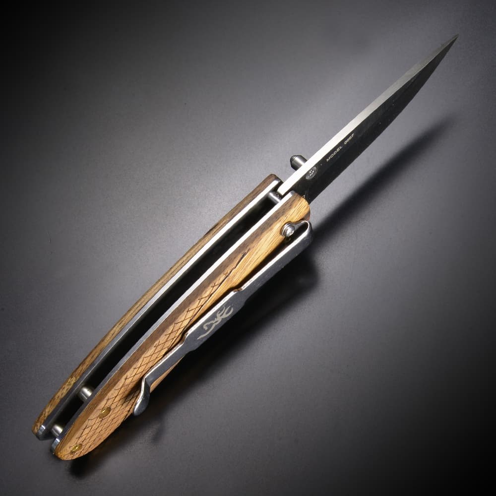 BROWNING 折りたたみナイフ ドロップポイント Pursuit ライナーロック式 フォールディングナイフ 狩猟 キャンプ アウトドア 木製ハンドル 折り畳みナイフ 折り畳み式ナイフ 折りたたみ式ナイフ フォルダー通販格安セール情報 楽天 通販