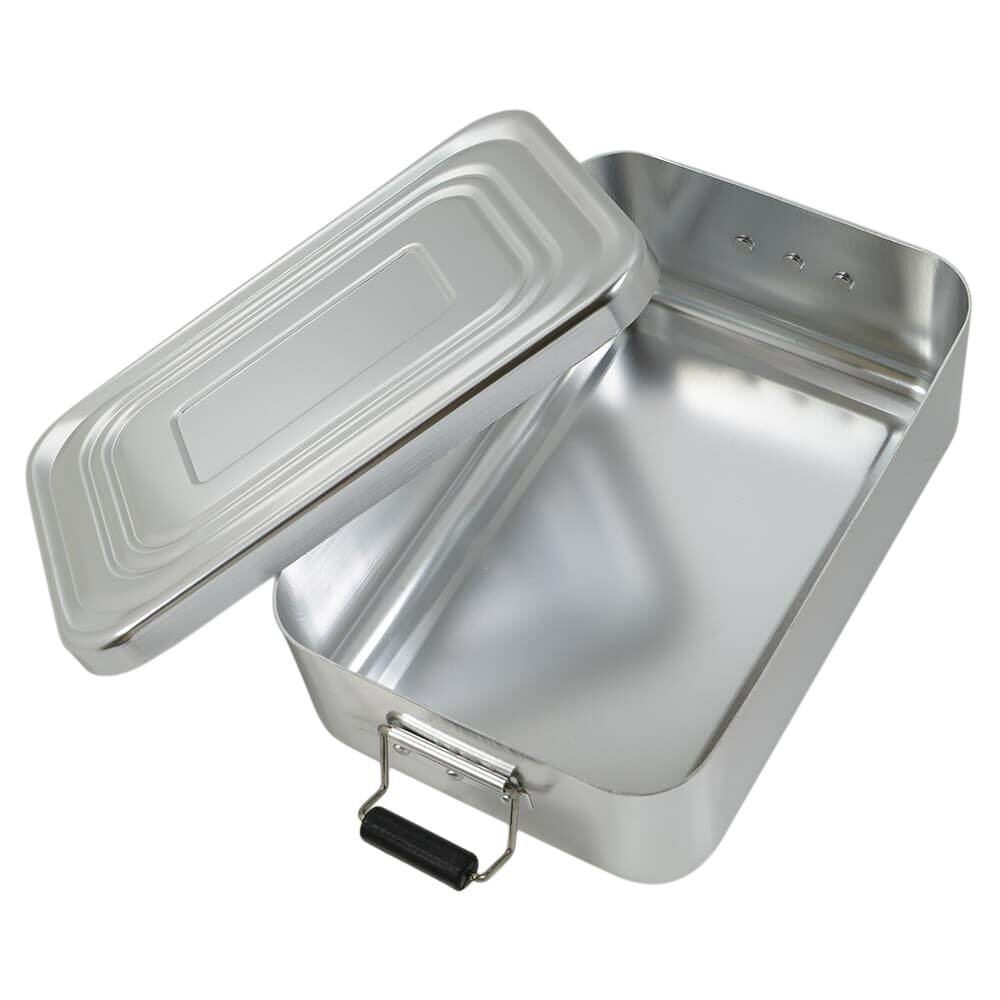 弁当箱 アルミ製 ランチボックス 留め具付き 1段 角型 [ シルバー ] ランチグッズ キャンプ アウトドア..
