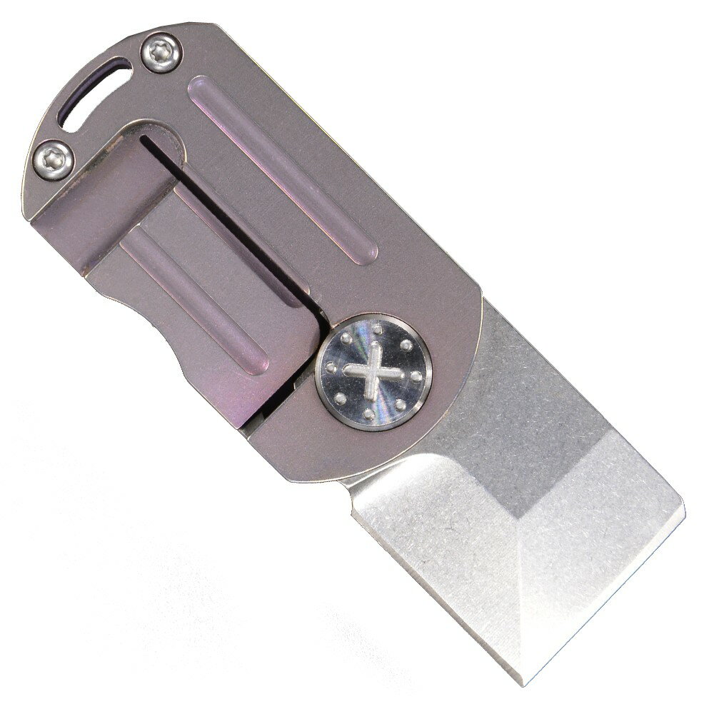 ドッグタグ型 折りたたみナイフ ライナーロック式 [ パープル ] ミニナイフ 折り畳みナイフ フォルダー フォールディングナイフ ホールディングナイフ 折り畳み式ナイフ 折りたたみ式ナイフ 認識票 ドックタグ 識別票 Dog Tag 刃物