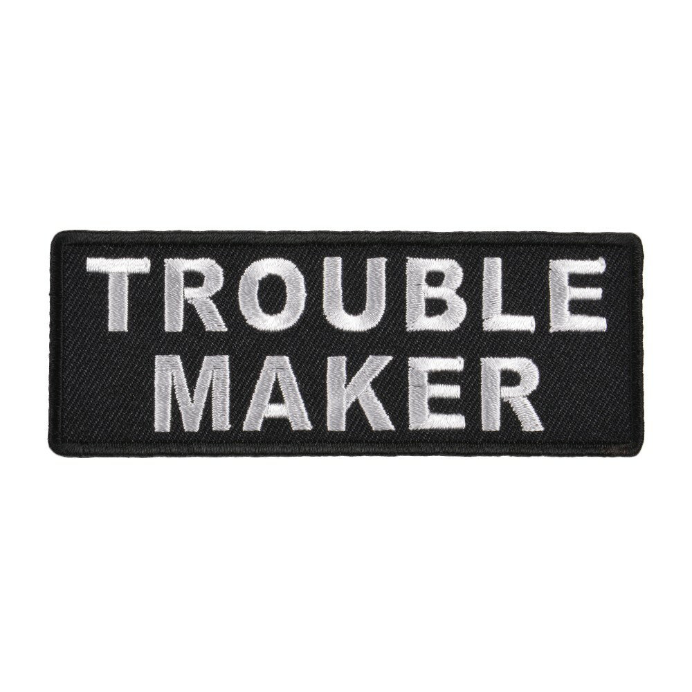 ミリタリーパッチ TROUBLE MAKER アイロンシート付 ミリタリーワッペン アップリケ 記章 徽章 襟章 肩章 胸章 階級章 スリーブバッジ 英語 イングリッシュ English 文字入りワッペン ワッペン パッチ 刺繍 エンブレム