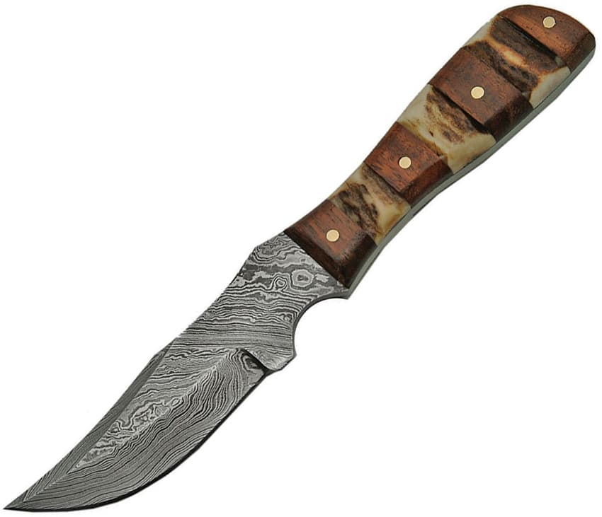 Rite Edge アウトドアナイフ 1109 ミニハンター Damascus ライトエッジ フルタング ボーンハンドル ダマスカス クリップポイント 模様 刃物 キャンプナイフ 渓流ナイフ