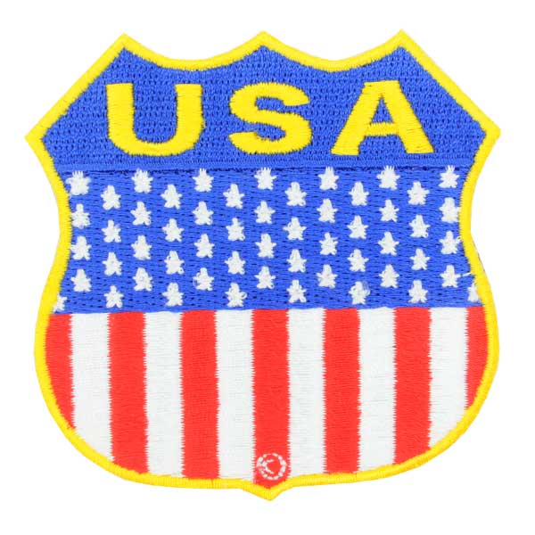 ミリタリーパッチ 星条旗 シールド型 アイロンシート付 ミリタリーワッペン アップリケ 記章 徽章 襟章 肩章 胸章 階級章 国旗ワッペン 国旗パッチ スリーブバッジ ナショナルフラッグ National flag 国旗 フラッグ ワッペン パッチ 刺繍 エンブレム