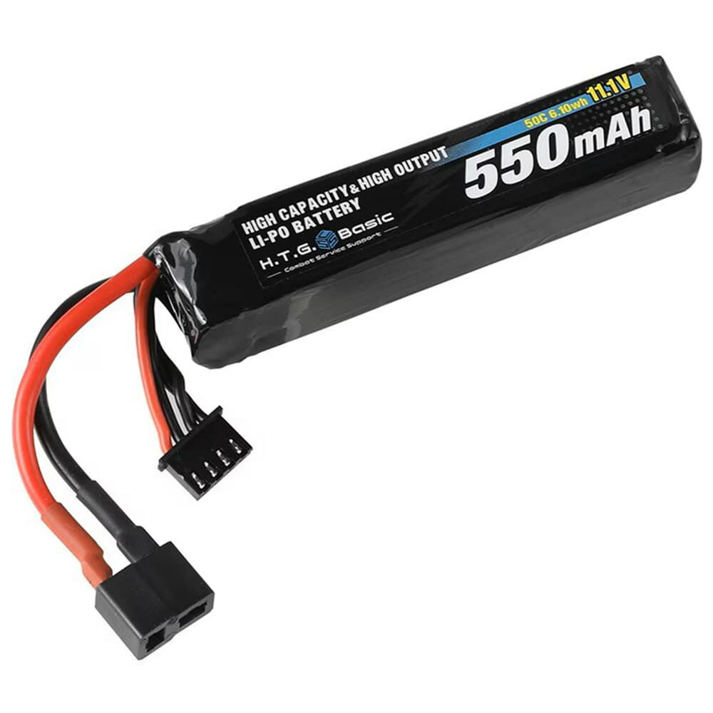 HTGベーシック 3セル LiPoバッテリー非常にコンパクトなのに高い性能のリポバッテリーH.T.Gが展開するプライベートブランド「H.T.G ベーシック」の電動ガン用リポバッテリー 。コンパクトなサイズながら性能の高いリポバッテリー。電子トリガーとブラシレスモーター向けの安定した電圧供給が可能。低温環境での性能低もを抑えられています。独自の「Zスタッキング方式」により小さいサイズのまま大容量化。また、小型ながら放電レートが高めで、セミオートのキレも損ないません。コネクターはディーンズT型互換となっており、多くの電動ガンに対応。※製品の仕様、外観はメーカーより予告なく変更されますので、気になる点や、詳細はメールで別途お問合わせください。PC・モニタの環境で色が実物と多少異なる場合があります。布製品などは個体差があり、寸法に誤差が多少ありますので、ご了承くださいませ。リポバッテリーの詳細サイズ(全長×幅×厚み)約8×2×1.6cm電圧11.1V容量550mAh放電レート50C(27.5A)コネクタ-タイプディーンズコネクターT型互換[1180][d06141110112911800000] HTGベーシック 3セル LiPoバッテリー 電池 蓄電池エアガン・パーツ ＞ エアガンパーツ ＞ 電装系 ＞ バッテリー新着アイテム ＞ 新着アイテム 2025年 ＞ 6月 新入荷[HTGベーシック]エアガン・パーツ [エアガンパーツ/電装系/バッテリー]【H.T.G Basic リポバッテリー 11.1V 550mAh 50C マイクロスティックType Tコネクター htg-bat-009】H.T.Gが展開するプライベートブランド「H.T.G ベーシック」の電動ガン用リポバッテリー 。コンパクトなサイズながら性能の高いリポバッテリー。電子トリガーとブラシレスモーター向けの安定した電圧供給が可能。低温環境での性能低もを抑えられています。独自の「Zスタッキング方式」により小さいサイズのまま大容量化。また、小型ながら放電レートが高めで、セミオートのキレも損ないません。コネクターはディーンズT型互換となっており、多くの電動ガンに対応。エアガン・パーツ ＞ エアガンパーツ ＞ 電装系 ＞ バッテリー新着アイテム ＞ 新着アイテム 2025年 ＞ 6月 新入荷東京マルイ MSLi-Poバッテリー 7.4V 1500mAh 2セル 保護機能搭載Eagle Force リポバッテリー EA1700 11.1V 30C+α バトルパック 1700mah ミニコネクター用 スプリットタイプ 5448UオプションNO.1 リポバッテリー BIG POWER 11.1V PEQ型 ミニT型コネクターDCI GUNS リポバッテリー 11.1v 1000mAh 25/50C タミヤミニ互換 スティックタイプ DCI-25C-1000-3A1P-T&nbsp;