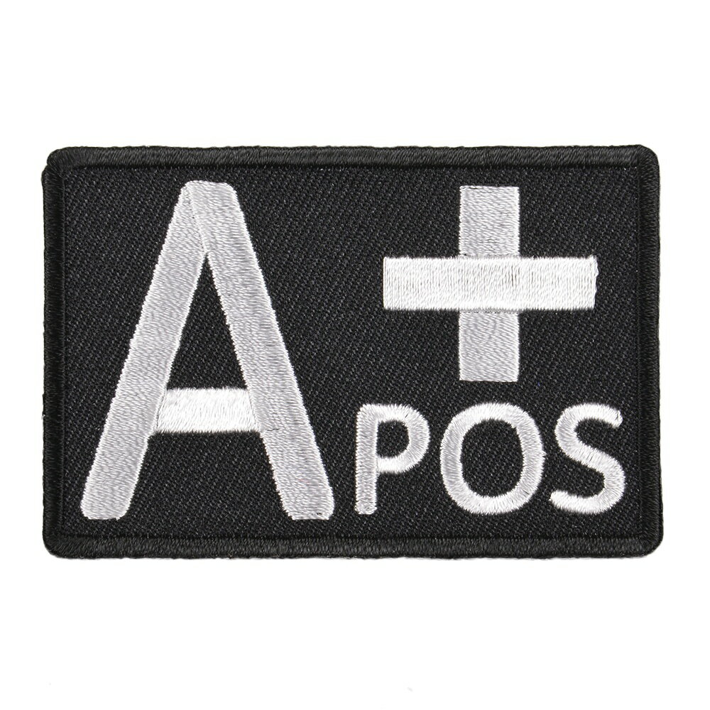 ミリタリーパッチ 血液型 Rh アイロンシート付 [ A+ ] ミリタリーワッペン アップリケ 記章 徽章 襟章 ..