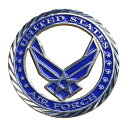 チャレンジコイン U.S.エアフォース 紋章 記念メダル Challenge Coin 記念コイン USAF アメリカ軍 モットー 亜鉛合金 シルバーメッキ 彫刻 円形 透明ケース付き ミリタリーメダル ミリタリーコイン