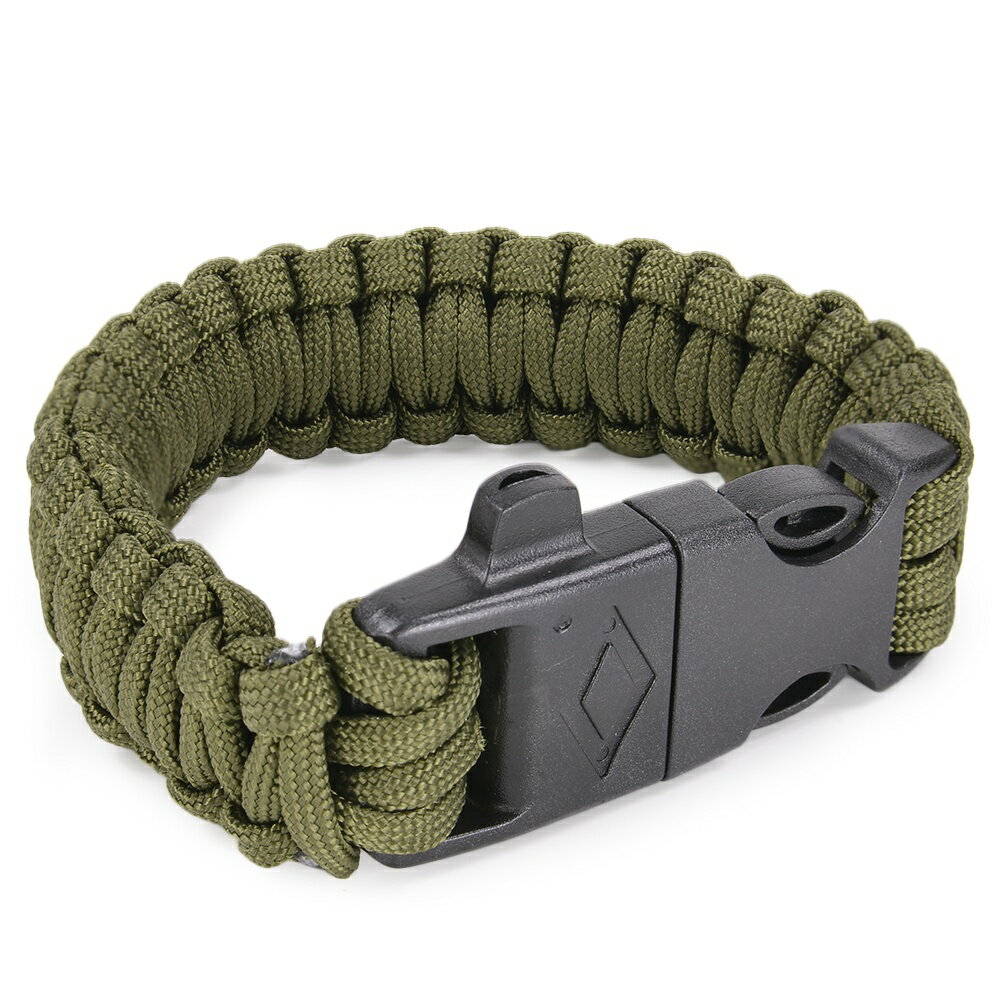 パラコードブレスレット サイドリリースバックル 笛 ファイアスターター付 [ オリーブドラブ ] パラシュートコード コード・ブレス 腕輪 ナイロンブレスレット パラシュートコードブレス パラシュートコードブレスレット サバイバルブレスレット 防災ブレスレット