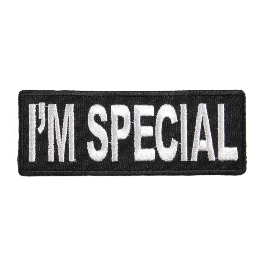 ミリタリーパッチ I’M SPECIAL アイロンシート付 ミリタリーワッペン アップリケ 記章 徽章 襟章 肩章 胸章 階級章 スリーブバッジ 英語 イングリッシュ English 文字入りワッペン ワッペン パッチ 刺繍 エンブレム