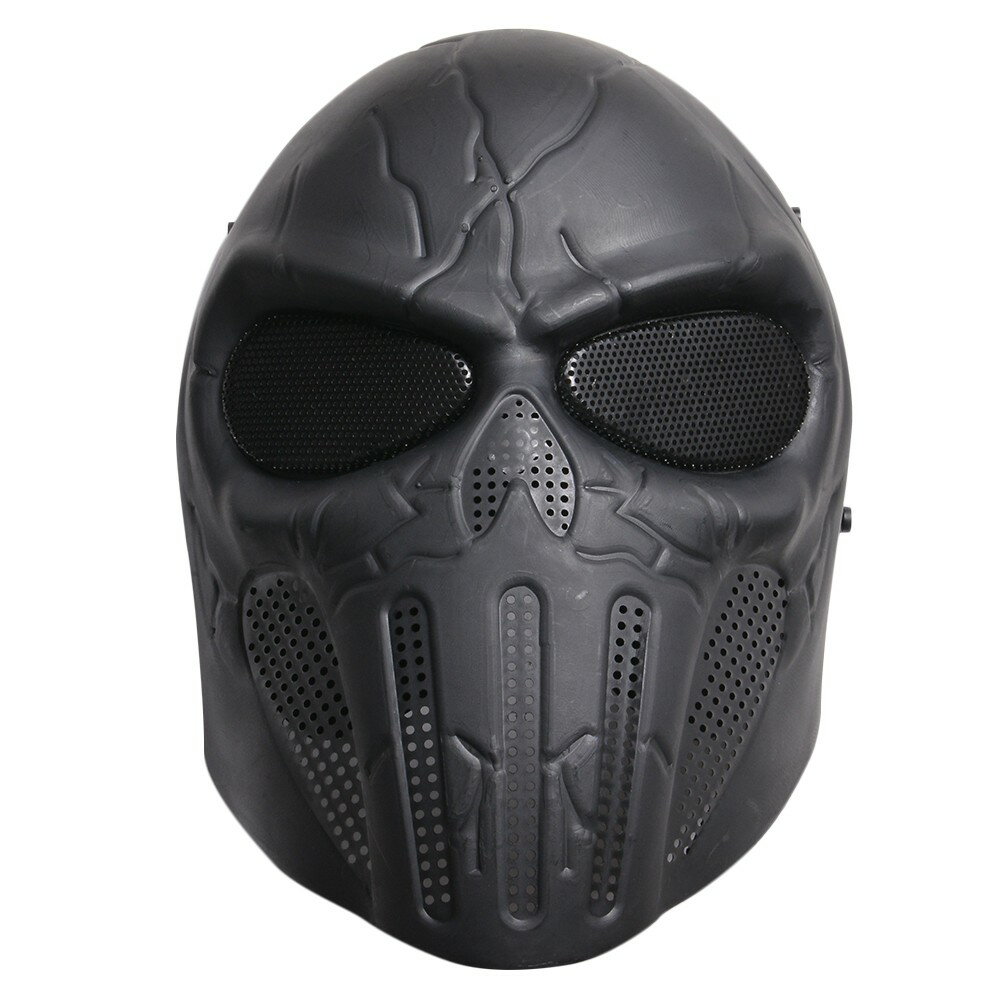 フルフェイスガード メッシュゴーグル Punisher スカル [ ブラック ] パニッシャー コスプレ 保護面 フルガードマスク フェイスプロテクター 顔面保護具 顔面シールド 顔用ガード