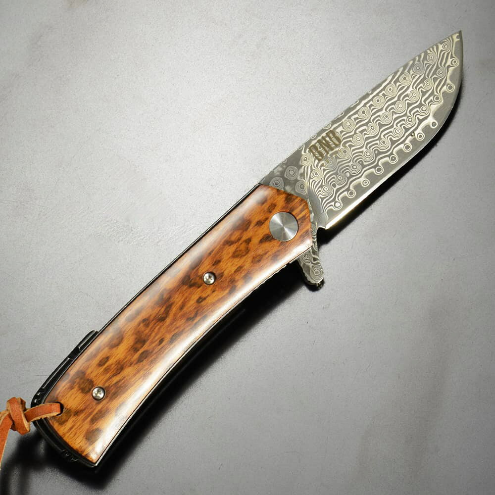 BNB KNIVES 折りたたみナイフ SNAKEWOOD FLIPPER ダマスカス BNB388101S フォール...