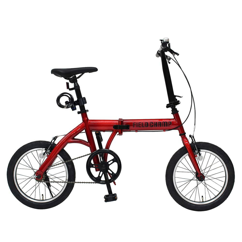 MIMUGO 折り畳み自転車 FIELD CHAMP 16インチ ロック付 レッド MG-FCP16RD-OP 折り畳みバイク フォールディングバイク コンパクトバイク 持ち運び自転車 サイクル バイシクル バイク 二輪車