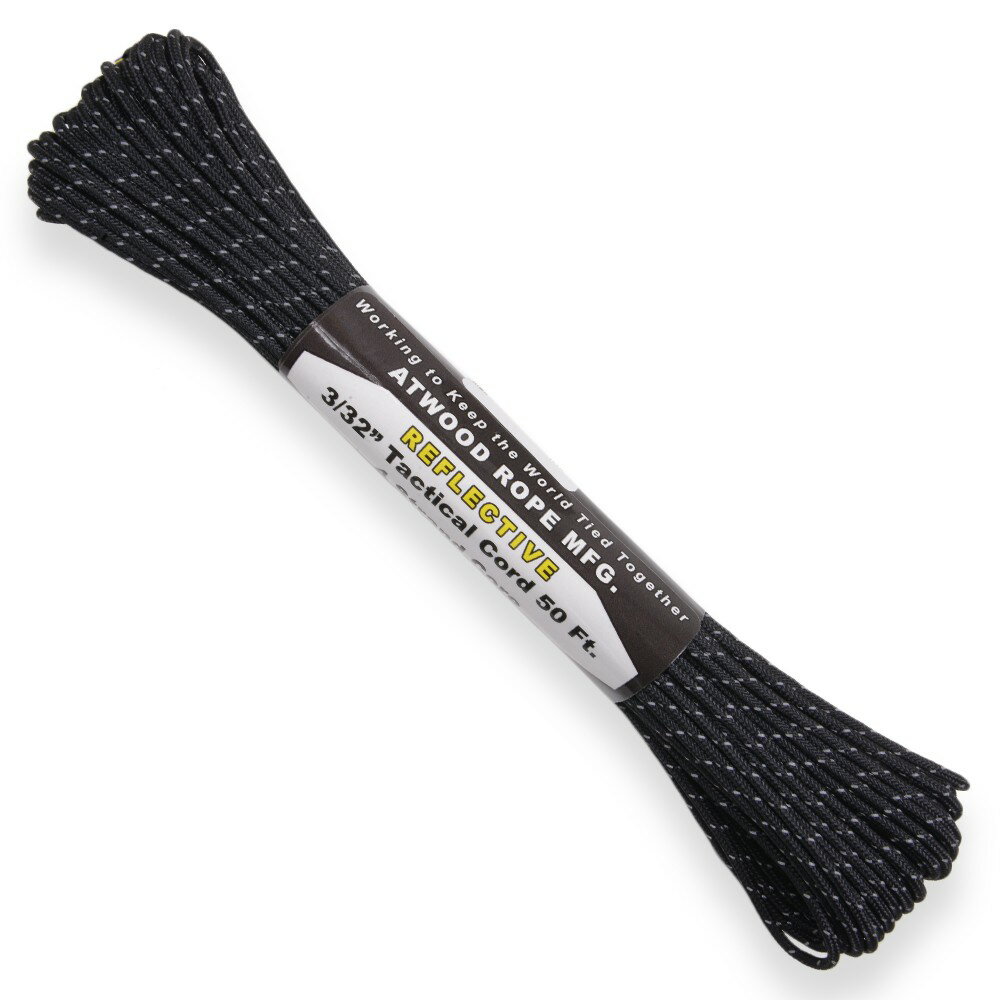 ATWOOD ROPE タクティカルコード 反射材 15m ブラック アトウッドロープ リフレクティブ 紐 ロープ 靴..
