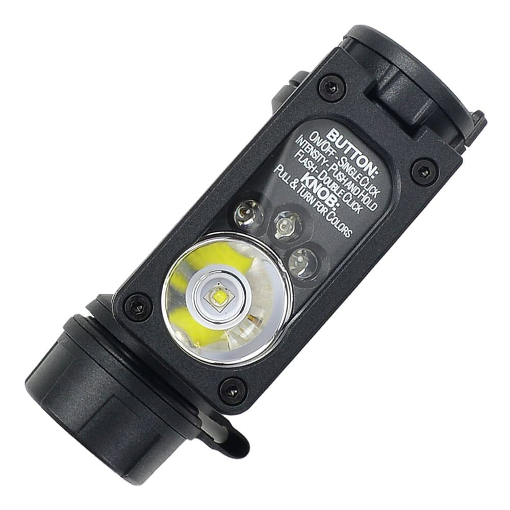 ミリタリーショップ レプマートのWADSN ヘルメットライト SW CP II ハンズフリー 4色LEDライト WD05002 [ ブラック ] 懐中電灯 キャップライト ヘッドランプ ヘッドライト ヘッドマウントライト ヘッドギアライト 頭部ライト 作業用 作業灯 安全帽ライト ハンズフリーライト ワークライト 登山ライト｜アングル3