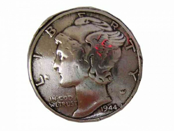 コインコンチョ マーキュリー ダイム G レプリカ [ ドットボタン用ネジ ] 10セント | ハンドメイド 長財布 ロングウォレット 革製品 レザークラフト 材料 資材 パーツ レザークラフト資材