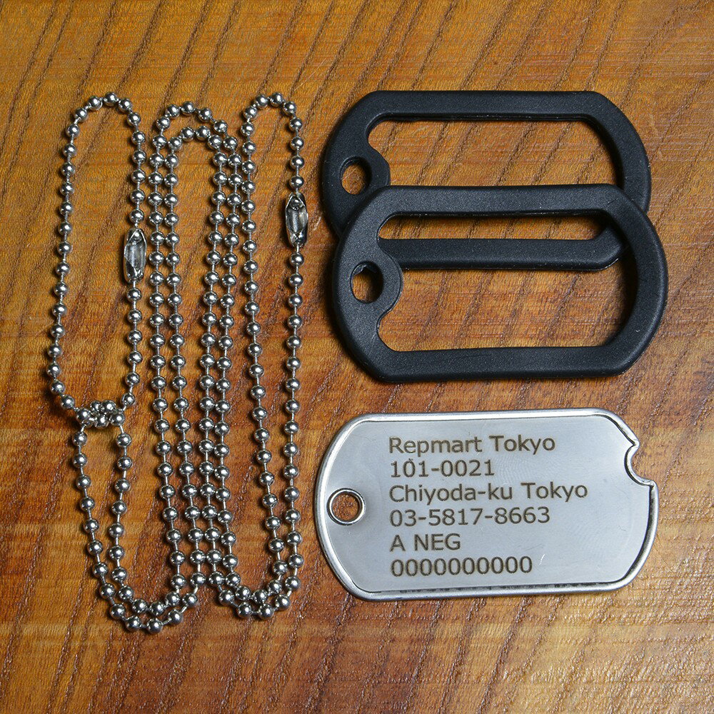 切り欠き ドッグタグ フルセット レーザー刻印付 加工日数2〜3営業日 [ オモテ面のみ ] ドックタグ 認識票 DOG TAG メンズアクセサリー 刻印つき レーザー刻印つき ステンレス 識別票 Dog Tag