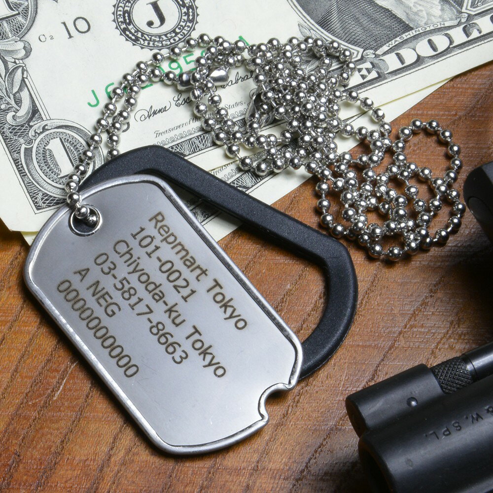 切り欠き ドッグタグ フルセット レーザー刻印付 加工日数2〜3営業日 [ オモテ面のみ ] ドックタグ 認識票 DOG TAG メンズアクセサリー 刻印つき レーザー刻印つき ステンレス 識別票 Dog Tag