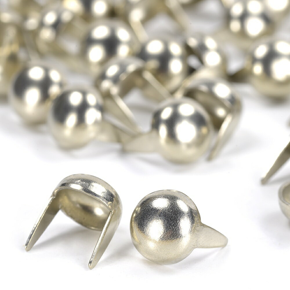 ラウンド型 スタッズ 2爪 直径9mm 高さ12mm [ ニッケルシルバー / 15個セット ] スタッズベルト 革細工..