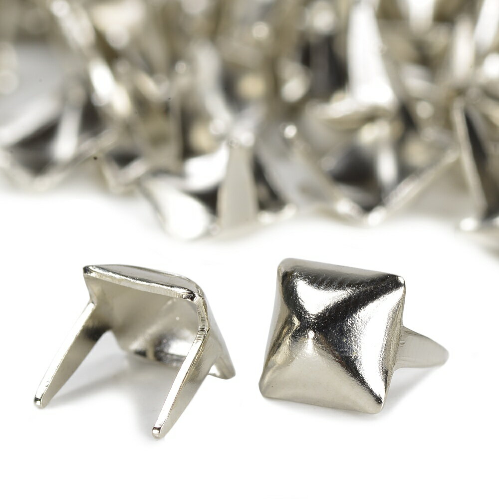 ピラミッド型 スタッズ 2爪 5mm [ ニッケルシルバー / 15個セット ] スタッズベルト 革細工 レザークラ..