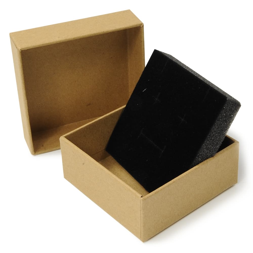 ギフトボックス 貼り箱 8×8×3.5cm アクセサリーケース [ ブラウン / 50個セット ] プレゼントボックス ジュエリーBOX 厚紙 スポンジ付き ラッピング パッケージ 無地 収納