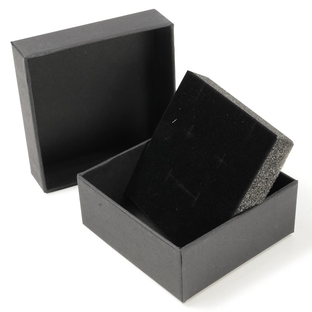 ギフトボックス 貼り箱 8×8×3.5cm アクセサリーケース [ ブラック / 10個セット ] プレゼントボックス ジュエリーBOX 厚紙 スポンジ付き ラッピング パッケージ 無地 収納
