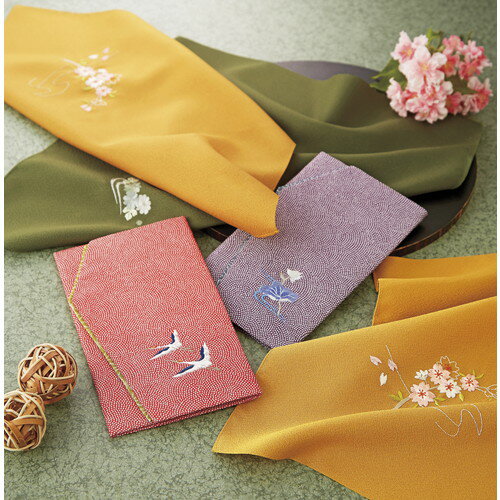 【ギフト包装・のし紙無料】刺繍入り金封包み&金封ふくさ 紫蓮 H037(B5)