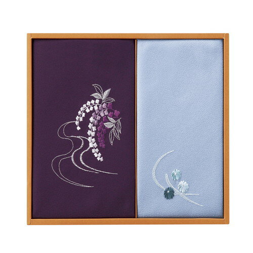 【ギフト包装・のし紙無料】刺繍入り二巾風呂敷&刺繍入り金封包み 紫 H018(B5) 【ギフト包装・のし紙無料】刺繍入り二巾風呂敷&刺繍入り金封包み 紫 H018(B5)