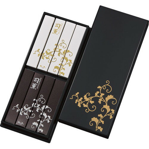 incense Sticks - 【送料無料・包装無料・のし無料】日本香堂 司薫 二種香(白檀・沈香)8箱入(塗箱入) 65037(A3)